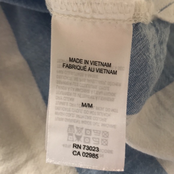 Lucky Brand blue and white striped linen blend short-sleeved shirt - Picture 7 of 9